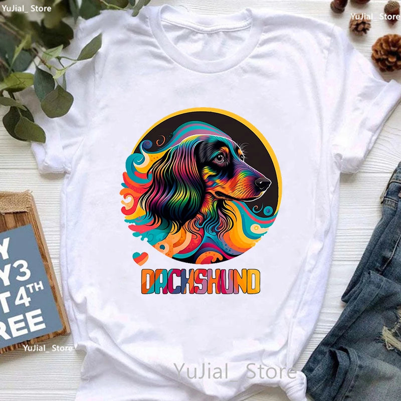 T-Shirt für Damen mit wunderschönen Dackel- und Hundemotiven