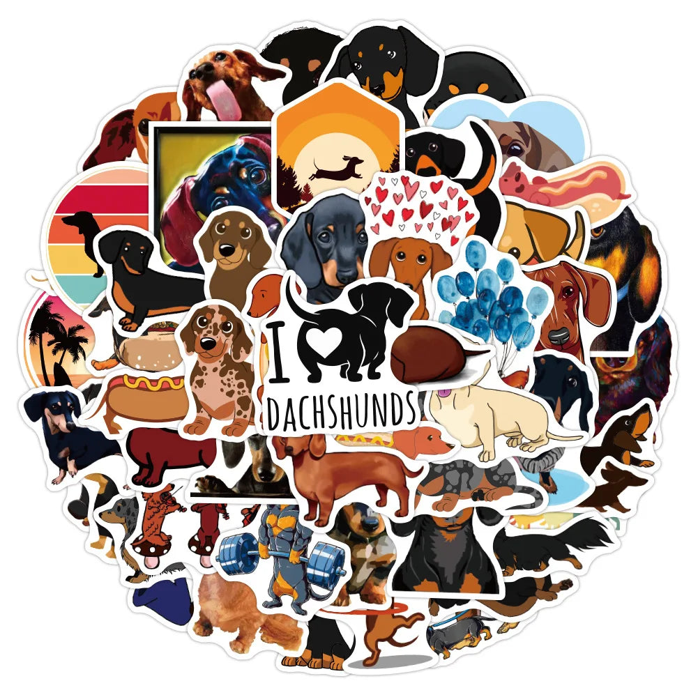 50 Sticker mit Dackelmotiven