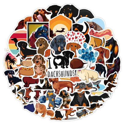 50 Sticker mit Dackelmotiven
