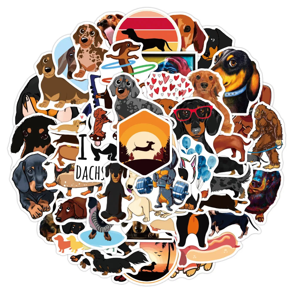 50 Sticker mit Dackelmotiven