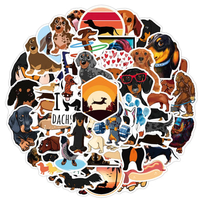 50 Sticker mit Dackelmotiven