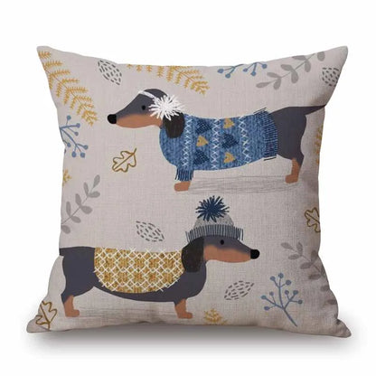 Design Kissenbezüge mit verschiedenen Dackelmotiven