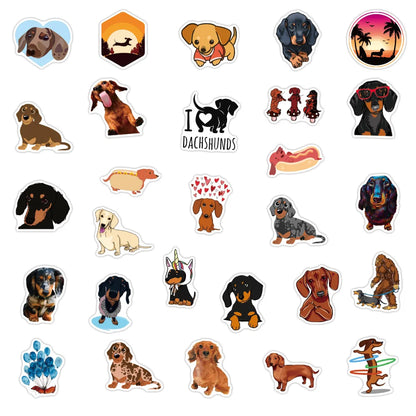 50 Sticker mit Dackelmotiven
