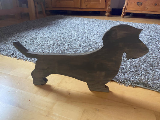 Deko Rauhaar Dackel aus Echtholz handgefertigt