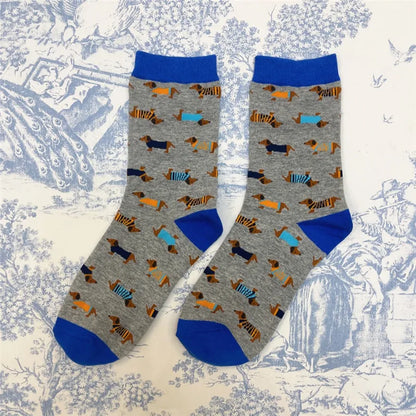 Socken mit lustigen Dackelmotiven in Größe 35-39