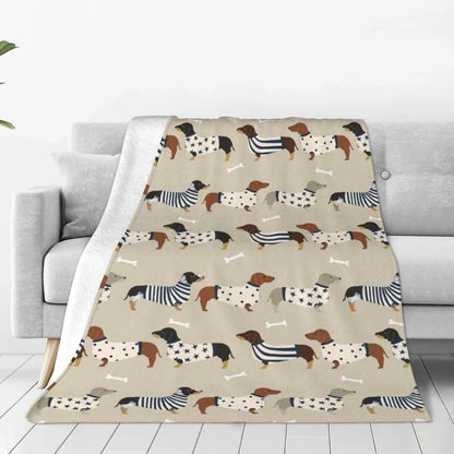 Fleece Decke mit Dackelmotiv in verschiedenen Designs