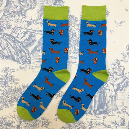 Socken mit lustigen Dackelmotiven in Größe 35-39