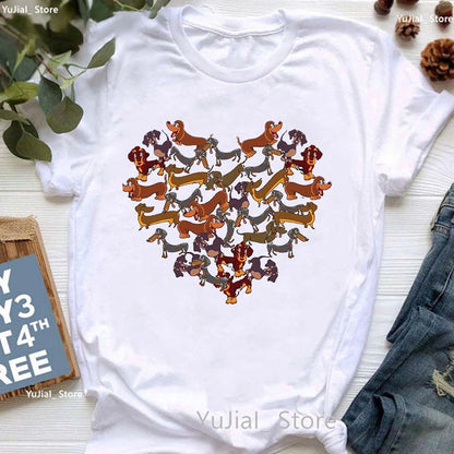 T-Shirt für Damen mit wunderschönen Dackel- und Hundemotiven