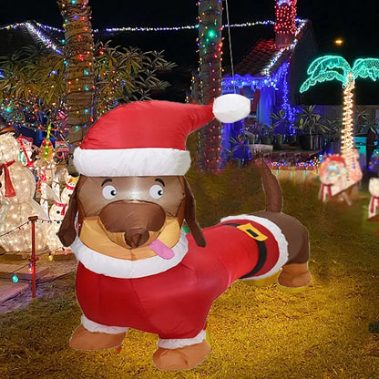 Aufblasbarer 1,5 Meter großer Weihnachts-Dackel als Deko für Innen oder Außen