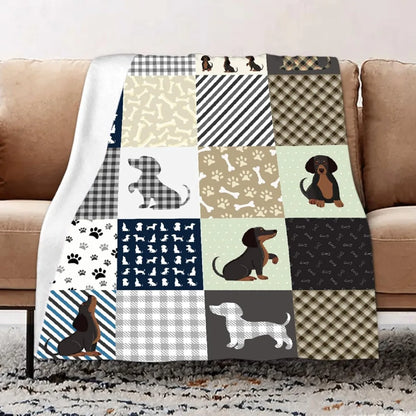 Fleece Decke mit Dackelmotiv in verschiedenen Designs