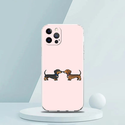 Smartphone Hülle für iPhone 11 - 15 aus Silikon mit Dackelmotiv Rückabdeckung