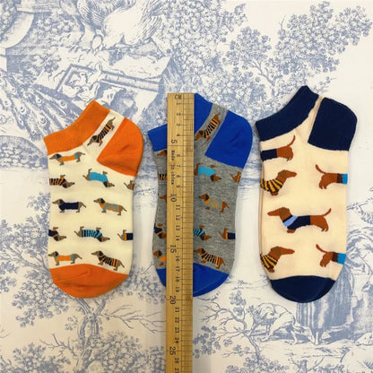 Socken mit lustigen Dackelmotiven in Größe 35-39