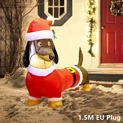 Aufblasbarer 1,5 Meter großer Weihnachts-Dackel als Deko für Innen oder Außen