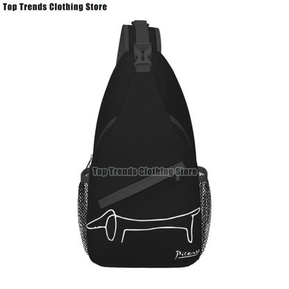 Rucksack mit über 30 verschiedenen Dackelmotiven