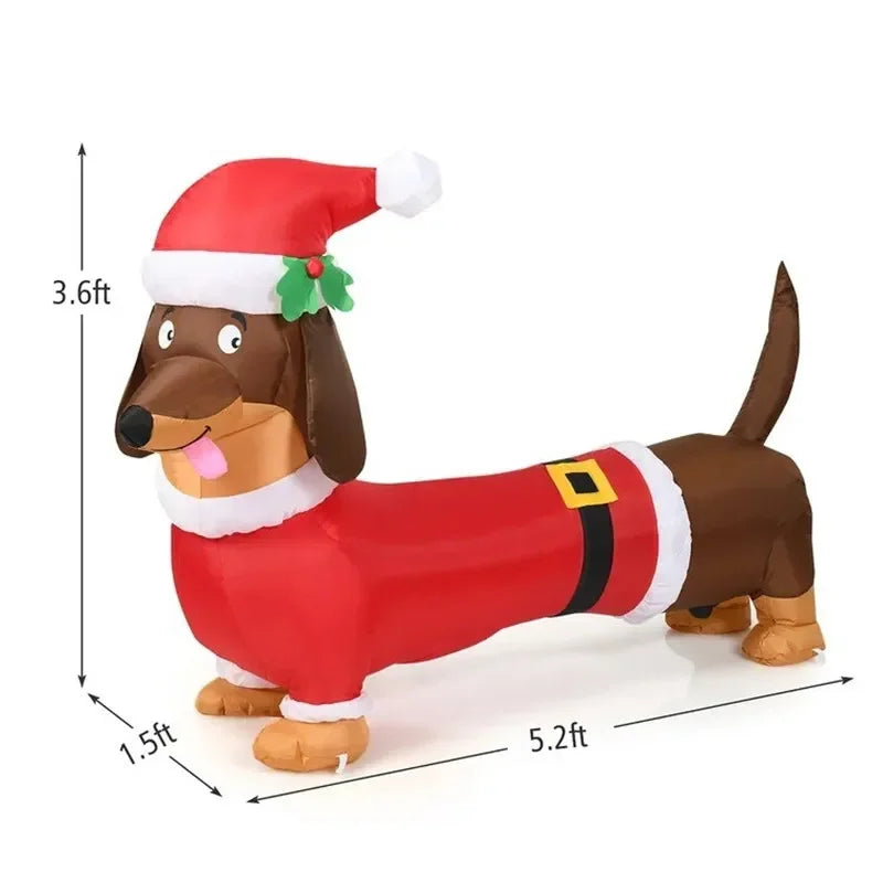 Aufblasbarer 1,5 Meter großer Weihnachts-Dackel als Deko für Innen oder Außen