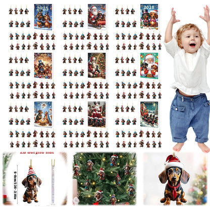 Adventskalender mit 24 süßen Acryl-2D-Dackelanhängern