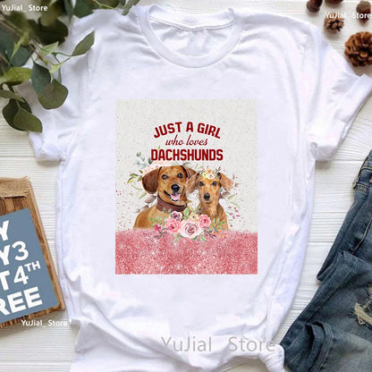 T-Shirt für Damen mit wunderschönen Dackel- und Hundemotiven
