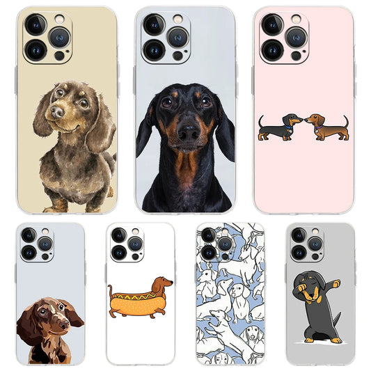 Smartphone Hülle für iPhone 11 - 15 aus Silikon mit Dackelmotiv Rückabdeckung