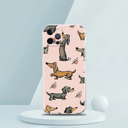Smartphone Hülle für iPhone 11 - 15 aus Silikon mit Dackelmotiv Rückabdeckung