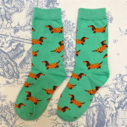Socken mit lustigen Dackelmotiven in Größe 35-39