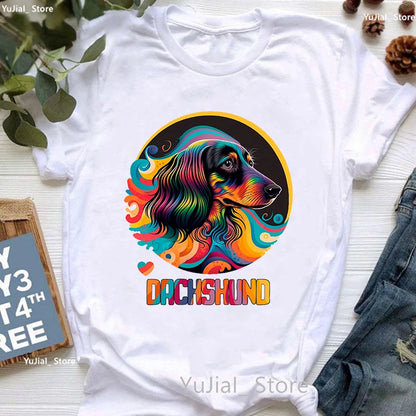 T-Shirt für Damen mit wunderschönen Dackel- und Hundemotiven