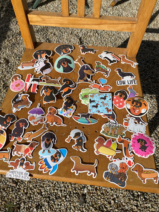 50 Sticker mit Dackelmotiven